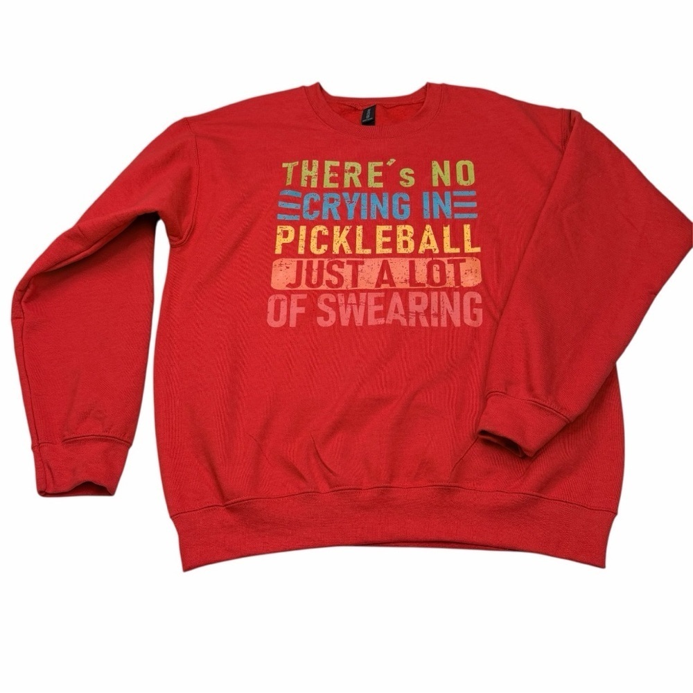 Gildan Red Pickleball Crewneck Sweatshirt - Picture 1 of 6